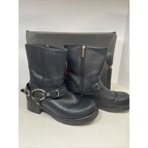 Harley-Davidson Women's 9 M Christa Black Leather Motorcycle Boot Side Zip